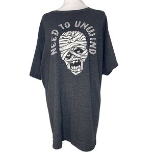 Unisex Graphic tee- Charcoal Gray Need to Unwind Mummy size 3X Halloween